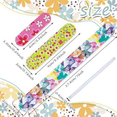 60 Pcs Nail Files for Acrylic Nails 150/150 Grit Double Sides Emery Boards Mini Nail Files 3 Sizes Fingernail Files for Home Salon Use (Classic Pattern)