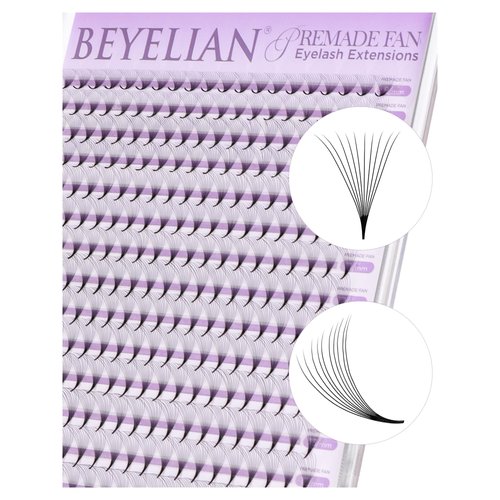 BEYELIAN Premade Lash Fans, 320 Fans Pre Made Fans Volume Lash Extensions 3D 6D 8D 10D 12D 20D 0.07 C/D Curl Save Time Eyelash Extensions for Professional Salon, 8-15mm MIX Easy to Use (10D-0.07-C)