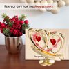 Matashi Gift for Couple - 24K Gold Plated "Happy Anniversary" Inscribed Double Heart Table Top Ornament w/Red Crystals - Wedding Anniversary Giftss for Her - Cake Topper & Mothers Day Gift for Mom