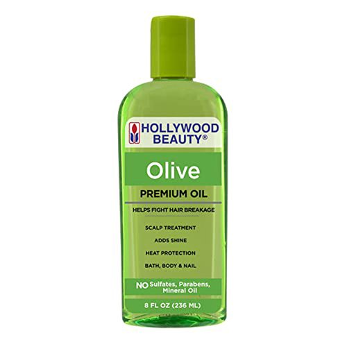 Hollywood Beauty Olive Hair Oil, 8oz Bottle, Also for Bath, Body and Nails, Fights hair breakage, Hair treatment, Adds shine, Heat Protection