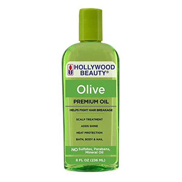 Hollywood Beauty Olive Hair Oil, 8oz Bottle, Also for Bath, Body and Nails, Fights hair breakage, Hair treatment, Adds shine, Heat Protection