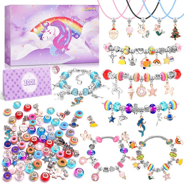 ZOOI Arts and Crafts for Kids Girls Ages 8-12, Unicorns Gifts for Girls Toys Age 6-8, Bracelet Making Kit Toys for Birthday 5-12 Year Old Girls