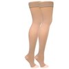 Truform Women's Compression Stockings, 20-30 mmHg, Thigh High Length, Open Toe, Opaque, Beige, Medium