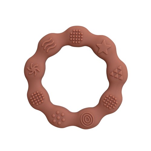 Boppabug | Baby Teething Ring | Minimalist Sensory Teether Toy | Safe Silicone Teething Bracelet (Pumpkin)