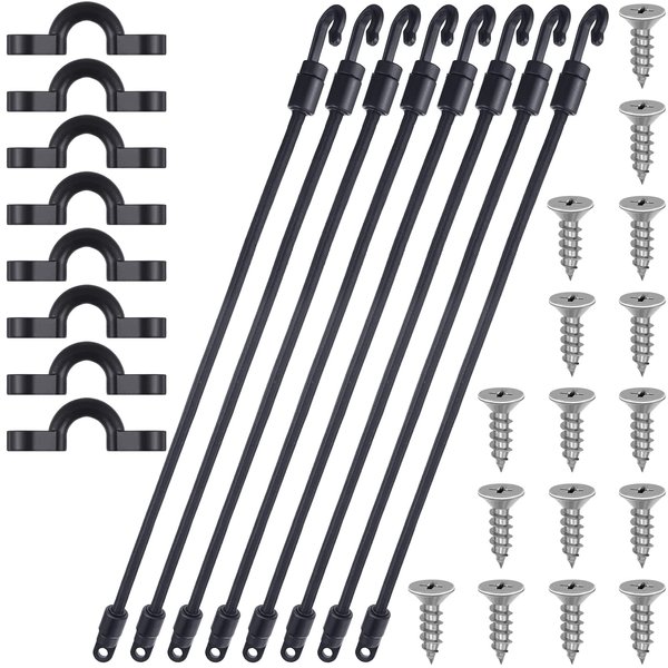 8 Sets Rod Strap Holder Boat Deck Rod Straps Rod Tamer Straps Fishing Rod Hold Down Straps Deck Mount Connector Boat Fishing Rod Straps Deck Mount Straps for Fishing Boat Kayak (18 Inch)