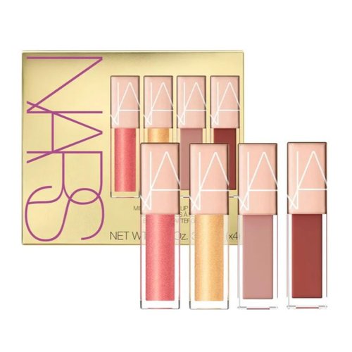NARS Special Edition Mini Afterglow Lip Shine 4 Piece Set - Orgasm - A-Lister - Nympho - Aragon - 0.11 oz / 3.7 mL each