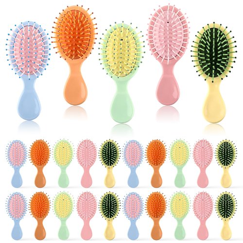 25 Pieces Mini Wet Hair Brush Set, Mini Travel Detangling Brush Small Detangler Brush, Soft Brist...