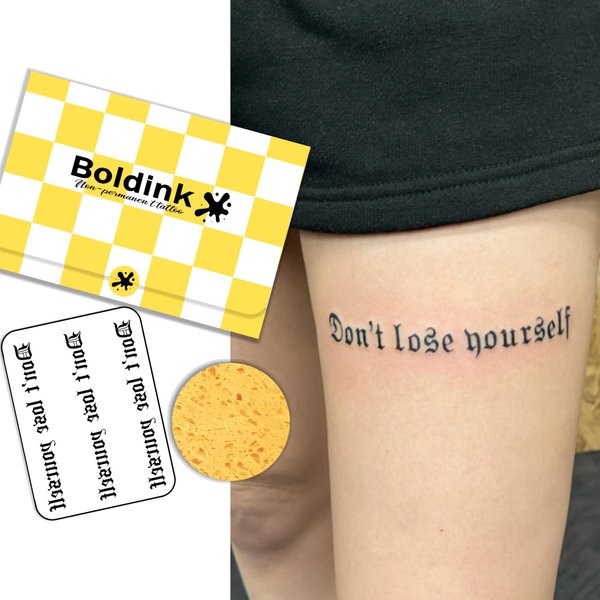 Boldink Semi-permanent tattoos, realistic fake tattoos, last 7-15 days, waterproof non-reflective temporary tattoo stickers, cruelty-free, uniquely designed exquisite packaging（Don't lose yourself）