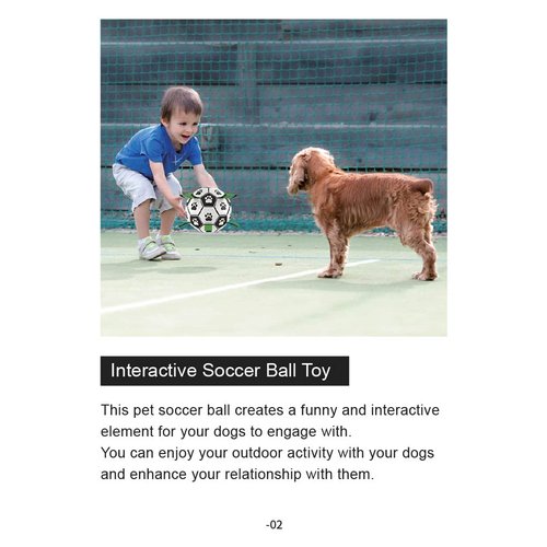ZP-PY Dog Soccer Ball with Straps, Dog Squeaky Balls for Indoor Outdoor, Interactive Pet Toys, Durable Dog Balls for Small & Medium Dogs（6 Inch）