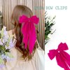 CUBACO 6PCS Silky Satin Ribbon Barrettes, Coquette Bows for Long Thick Hair and Women's Kawaii Accessories (Pink Rose Red)