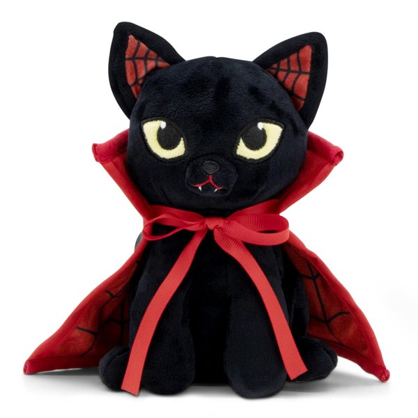 Viktor The Vampire Cat - Black Vampire Cat Stuffed Animal with Cape | Perfect Halloween Decorations | Fall Decor Surface Washable