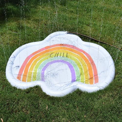 Rae Dunn x CocoNut Float Rainbow Cloud Splash Pad - Chill Theme - Durable Long-Lasting Water Toy - Safe & Fun Backyard Sprinkler Ideal for Summer Parties & Swim Events