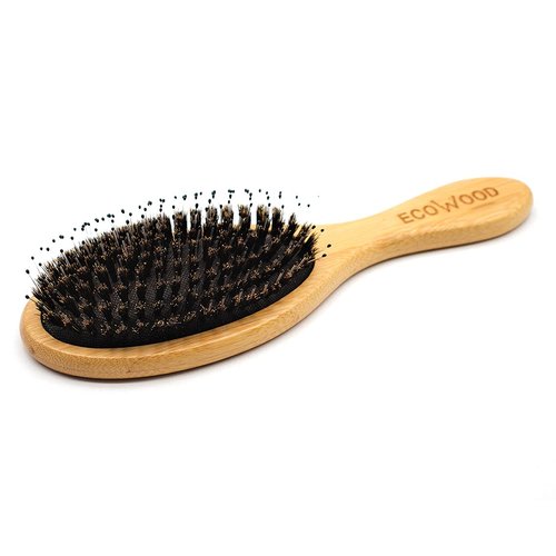 Ecowood - Bamboo Hair Brush with Natural Soft Bristles and Rounded Tip – Elevate Your Hair Care Routine!