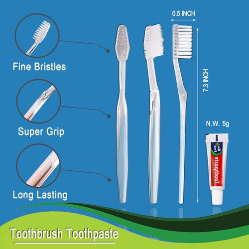 HQSLsund 30 Pack Disposable Toothbrushes with Toothpaste, Individually Wrapped Disposable Toothbrushes Bulk Toothbrushes Soft Bristle Manual Disposable Travel Toothbrush Kit