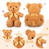 5 Pcs Bears Stuffed Animal Soft Plush Toys 12 Inches Cute Bear Small Shaggy Bear with Hoodie Bow Tie for Kids Boys Girls Baby Shower Birthday Party (Light Brown, Bow Tie Style)