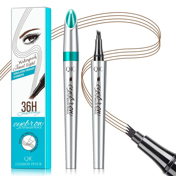 Eyebrow Pencil with 4 Tip Microblade for Natural Eyebrow Makeup Eyebrow Microblading Pen Waterproof &Smudge-Proof (1# Light Brown)