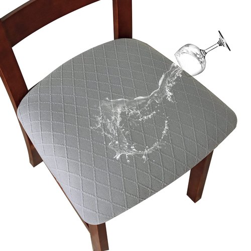 Genina Waterproof Seat Covers for Dining Room Chairs Covers Dining Chair Cover Kitchen Chair Covers (Grey, 6 Pcs)