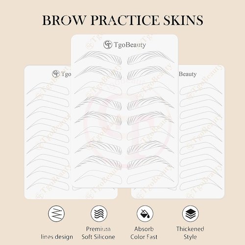 1pc Double Sided White Silicone Nano Hair Stroke Practice Skin Permanent Makeup Microblading Practice Pad Sheets for Eyebrow Training (1pc)