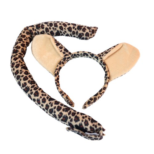 Squirrel Products Leopard Headband Ears and Tail Costume Accessory Set, One Size Fits All Ages 3+