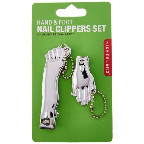 Kikkerland Hand and Foot Nail Clippers Set, Silver