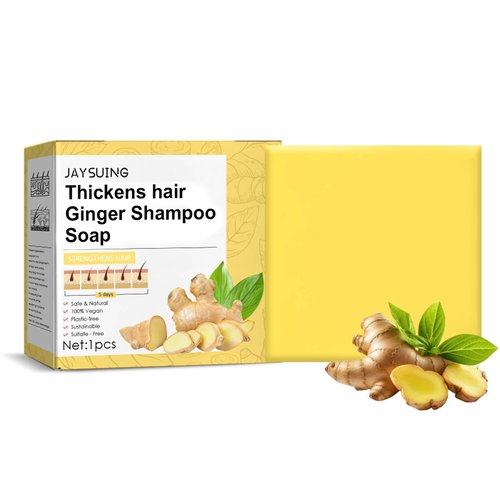 Ginger Thickens Hair Shampoo Soap, Natural Ginger Hair Regrowth Shampoo Bar for Promoting Hair Regrowth,Repairs Damaged Hair Sulfate-free Deep and Gentle Cleansing for All Hair Types (2 counts)