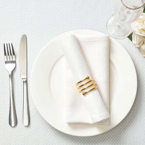 Mebakuk Cloth Napkins Set of 12, Premium 17 x 17 Inch Solid Washable Small Triangle Weave Napkins, Soft Table Napkin for Wedding Party Restaurant Dinner Parties (Pearl White, Set of 12)