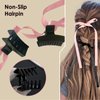 4 PCS Hair Bow Clips, Tassel Ribbon Bowknot Hair Clips with Long Tail, Ballet Style Solid Hair Barrettes Bow, Ponytail Holder Alligator Claw Bow Hair Accessories for Women (Black & Pink)