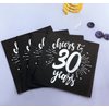 CHANGCAO50Pieces BlackandSilver30th Birthday Napkins30th Wedding Anniversary Napkins30th Birthday Decorative Men's and Women's Party Supplies Cocktail Napkins in a black, Cheers to 30 Years