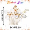 Unicra Gold Flower Hair Comb Crystal Bridal Wedding Hair Pieces Pearl Hair Accessories for Women and Brides