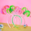 Foyte 2 Pieces Pom Pom Headband Tinsel Wrapped Ponytails Hair Hoop Head Bopper Pom Party Headpiece for Cosplay Costumes (pink green)