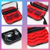 3 Tier Eyelash Storage Case Lash Dime Organizer Holder Box with Mirror Makeup Cosmetic Travel Case Empty and Eyelash Tweezer False Lash Container (Black Red))