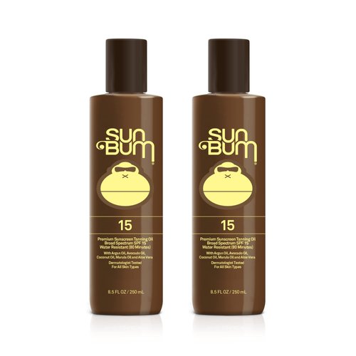 Sun Bum SPF 15 Browning Lotion, Vegan and Hawaii 104 Act Compliant (Octinoxate & Oxybenzone Free) Broad Spectrum Moisturizing UVA/UVB Sunscreen Tanning Lotion with Vitamin E, 8.5 oz, 2 Pack