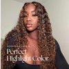 Water Wave Human Hair Bundles Ombre Honey Blonde Curly Bundles, P4/27 Highlighted Wet And Wavy Human Hair Bundles Weave Brown Piano Color, Soft & Shed-free 10A 100% Virgin Hair 3 Bundles 10 12 14 Inch