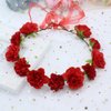 AKOAK 1 Pack Flower Crown, Bohemian Wreath for Girls Floral Tiara, Wedding Headband, Bride Bohemian Wreath/Baby Shower/Photo/Toddler (Red)