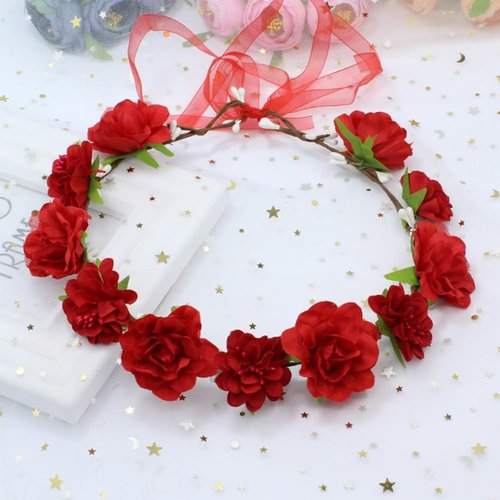 AKOAK 1 Pack Flower Crown, Bohemian Wreath for Girls Floral Tiara, Wedding Headband, Bride Bohemi...