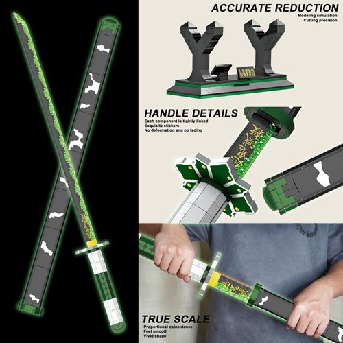IACTIONUNION Sword Building Blocks,Samurai Toys Model Kits 710 PCS,Long Katana with Scabbard and Stand,Anime Cosplay Toys Ideal Gifts for Kids
