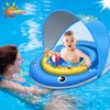 Baby Pool Float with Canopy UPF50+ Sun Protection, 6-24 Months Inflatable Infant Swimming Ring, Bath Floatie, Swimming Pool Accessories, and Toy Play Console with Adjustable Safety Seat