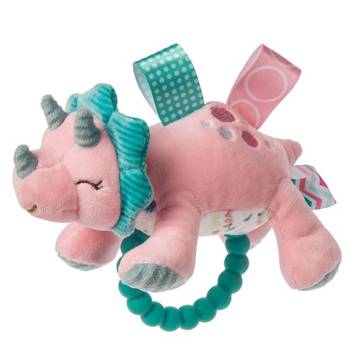 Taggies Soft Baby Rattle with Teether Ring, 6-Inches, Aroar-a-Saurus Dinosaur