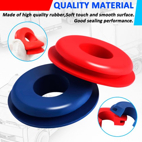 KOOTANS 80pcs Glad Hand Seals Rubber Truck Glad Hand Seal, Air Hose Glad Hands Grommets Round Gaskets for Semi Trucks Trailers Tractors, Parts Number 10028 (40pcs Red, 40pcs Blue)