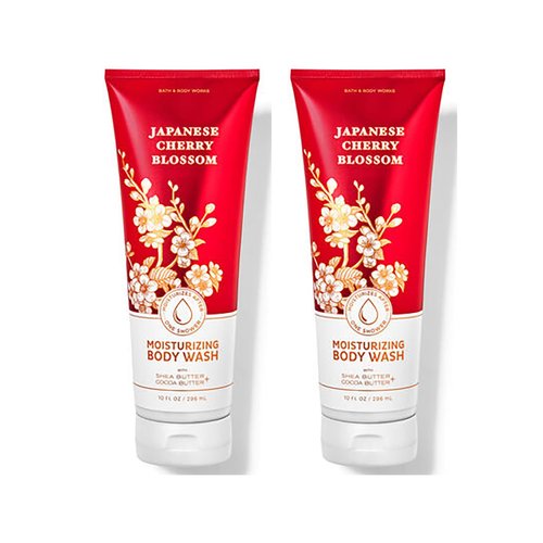 Bath and Body Works Moisturizing Body Wash with Shea Butter and Cocoa Butter 10 FL Oz / 296 ML - 2 Pack (Japanese Cherry Blossom)