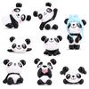 cobee Panda Figures Cake Toppers, 8 Pcs Miniature Cake Decorations Panda, Birthday Party Supplies Panda Cake Toppers Decor