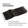 Sassina Tape in Hair Extensions Double Sided Skin Wefts Tape in Remy Human Hair Extensions Natural Black Seamless Skin Weft Tape in Extensions 20Pcs 50g per set 14inch #1B