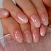 Almond Press on Nails, Almond Shaped Press On Nails, Nail Press ons Short Fake Nails Pink Ombre False Nails with Glitter Glue On Nails Short Design Artificial Nails Stick on Nails for Women 24Pcs