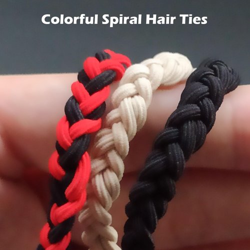 MUOVERN 3 PCS Spiral Hair Tie Ponytail Holders for Women, Elastic Braided Hair Ties for Thin Fine Hair, Pony tails Hair Ties for Gym Swimming Wind Water (35", Mix Color B)