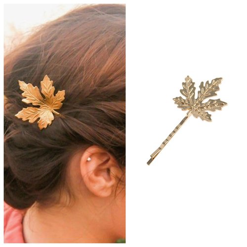 Iaceble Boho Maple Leaf Hair Clip Barrette Gold Leaf Hairpin Head Clip Metal Leaves Hair Barrette Bobby Pin Gold Bridal Hair Accessories for Women and Girl Headdress