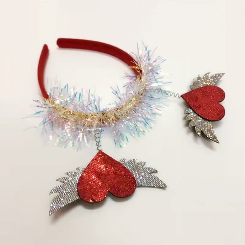 AVMBC Red Heart Shaped Headband Sequin Valentines Day Hair Band Hoop for Valentine's Day Holiday Wedding Birthday Party Gift