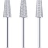 3 Pieces Tapered Barrel Carbide Nail Drill Bit, 3 Sizes Carbide Nail Drill Bit Acrylic Nail File Drill Bit Cuticle Drill Bits, Nail Art Tools for Gel Nails Manicure Pedicure (Silver,XF, F, M)