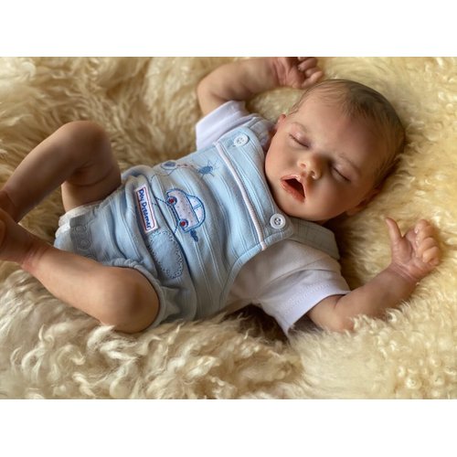 Zero Pam Real Life Reborn Baby Dolls 18 inch,Soft Weighted Cloth Body Handmade Advanced Painted Sleeping Mouth Open Baby Dolls for Boys Realistic Newborn Dolls with Accessories Toy for Kids