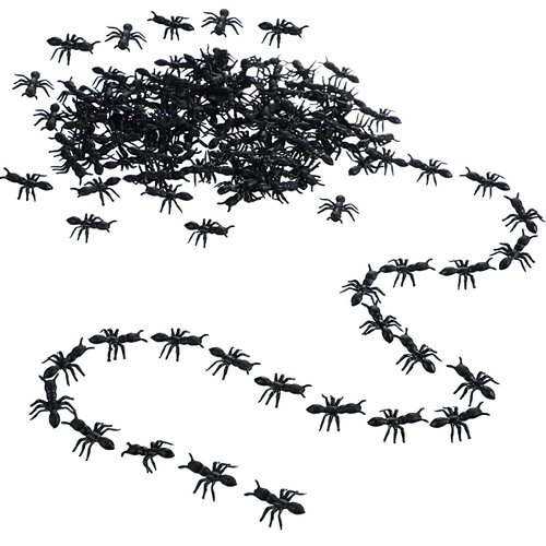 Jovitec 300 Pieces Fake Ants Prank Plastic Black Ant Bugs Joke Toys Realistic Insects for Halloween Party Favors Decoration Props