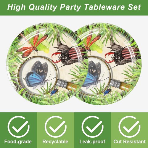 40Pack beetle birthday Party Supplies include 20 plates, 20 napkins for the Beetle party decoration (insect)